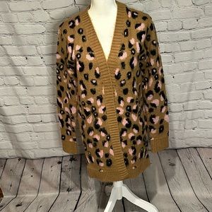 RD Style Unique Cozy Leopard Print Cardigan Medium